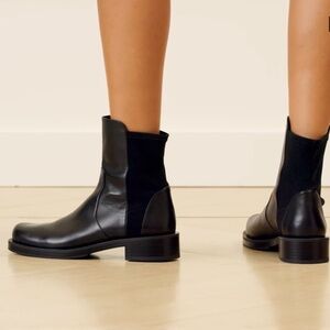 New Stuart Weitzman 5050 Bold Bootie Black Leather Chelsea Ankle Boot Sz 6.5